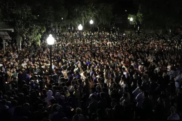 <p>Israel vigil at the University of Florida before a stampede on Monday </p>