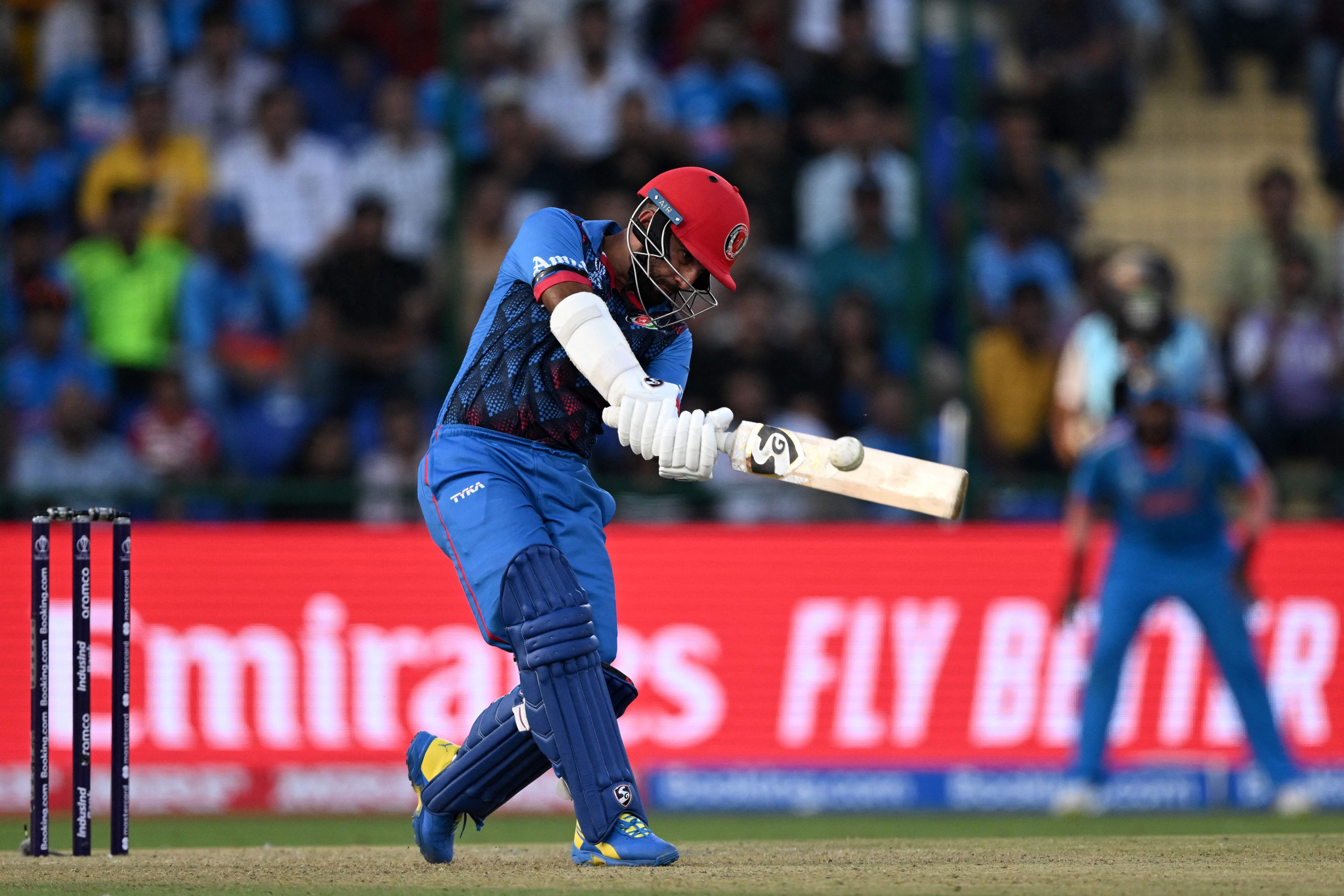 Hashmatullah Shahidi scored 80 for Afghanistan after weathering an early batting collapse