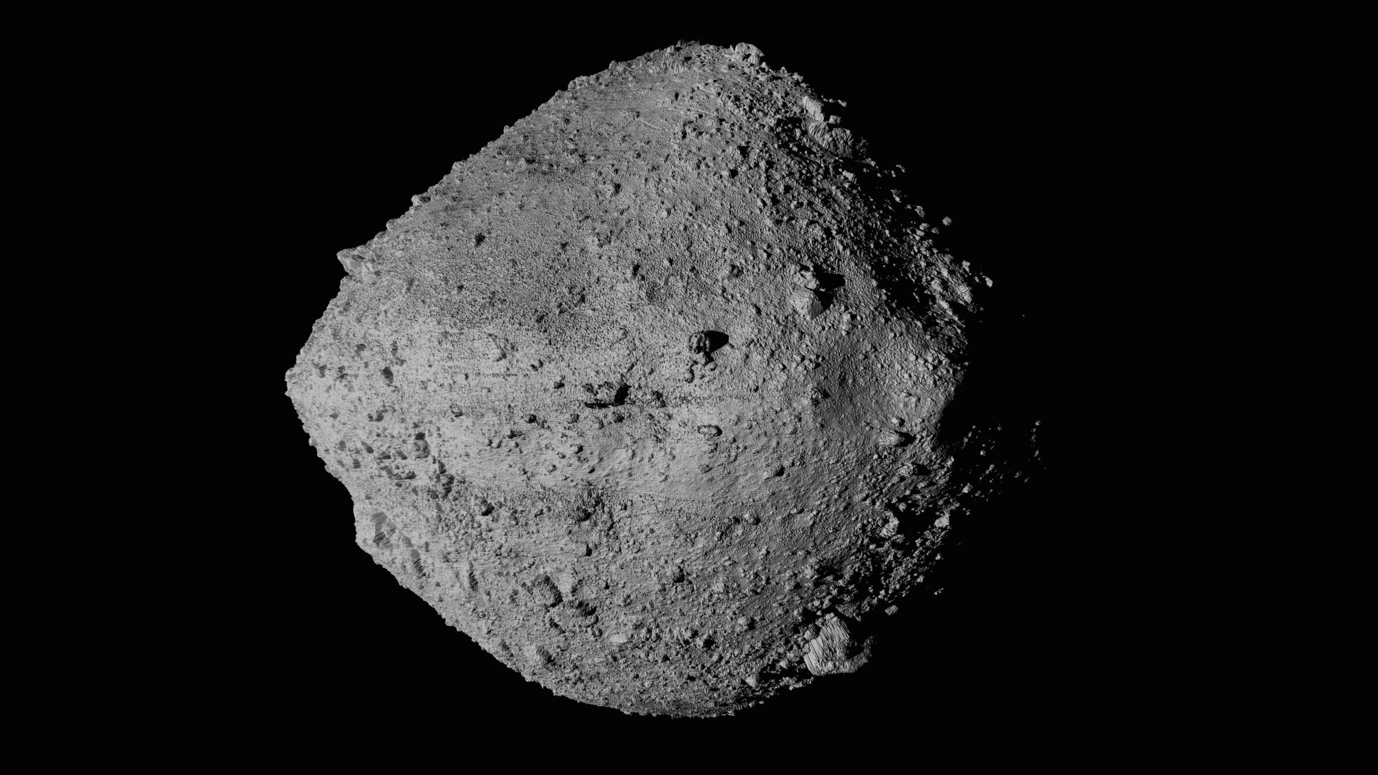 This undated image provided by NASA shows the asteroid Bennu seen from the Osiris-Rex spacecraft. On Wednesday, 12 Oct 2023.