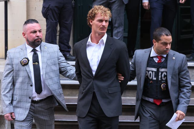 <p>Daniel Penny is transported to his arraignment after surrendering to the NYPD at the 5th Precinct on 12 May 2023 in New York City. </p>