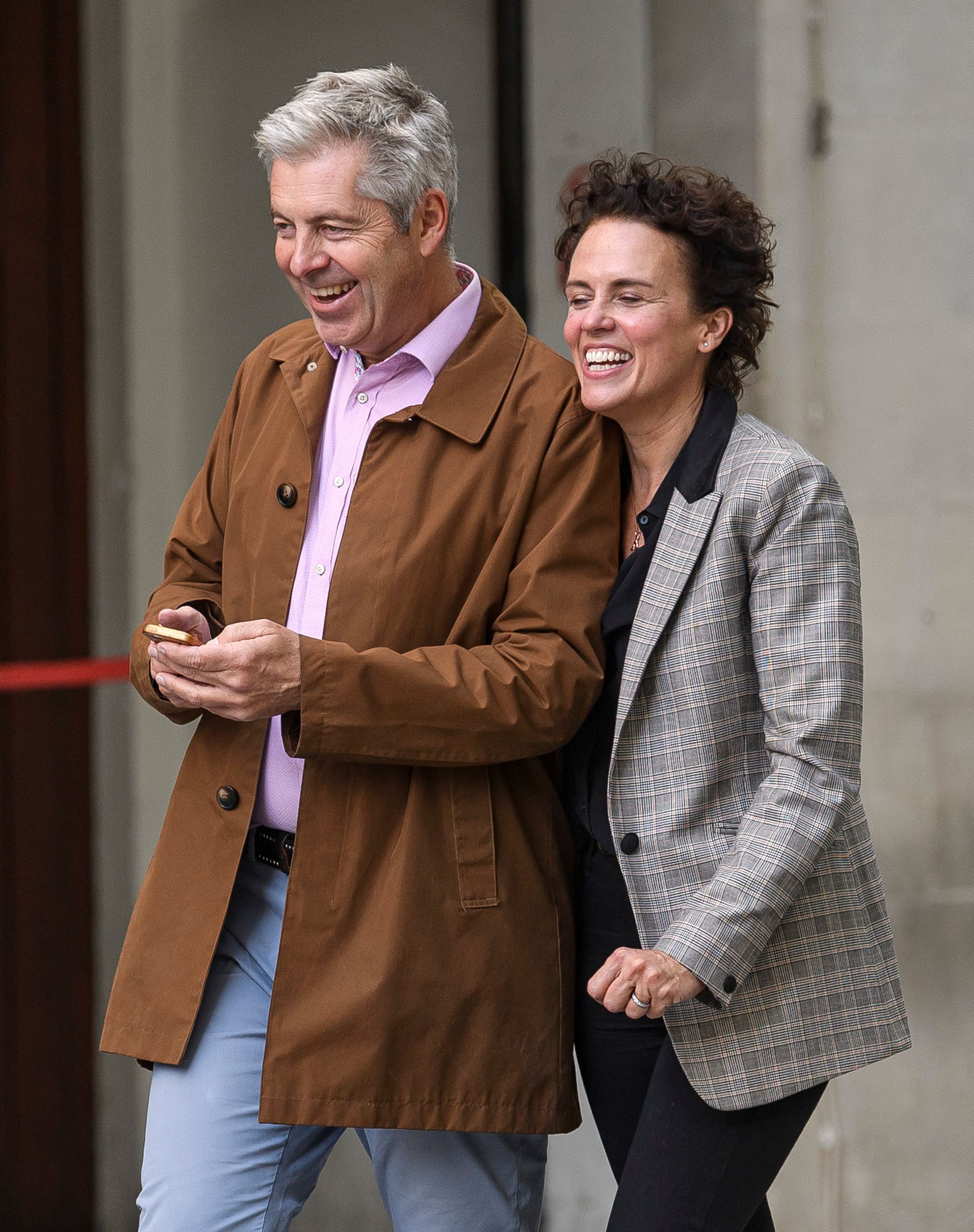 Webb with his wife Sarah Gordon outside the BBC