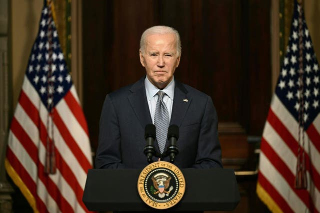 <p>Joe Biden speaks at a roundtable with Jewish community leaders </p>
