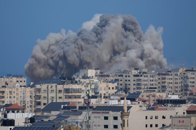Israel has retaliated to the attack by Hamas with air strikes on Gaza (Hatem Moussa/AP)