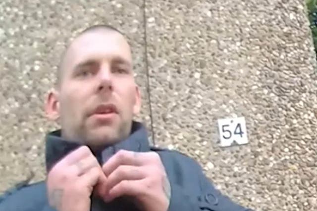 Damien Bendall, pictured on police bodycam when he was arrested following the murders (Derbyshire Constabulary/PA)