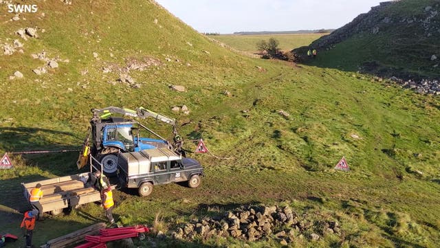 <p>Watch world famous Sycamore Gap tree cut to pieces and removed by crane.</p>