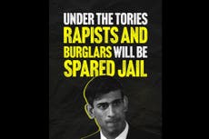 New Labour attack ad claims Sunak is letting rapists walk free as prisons crisis deepens