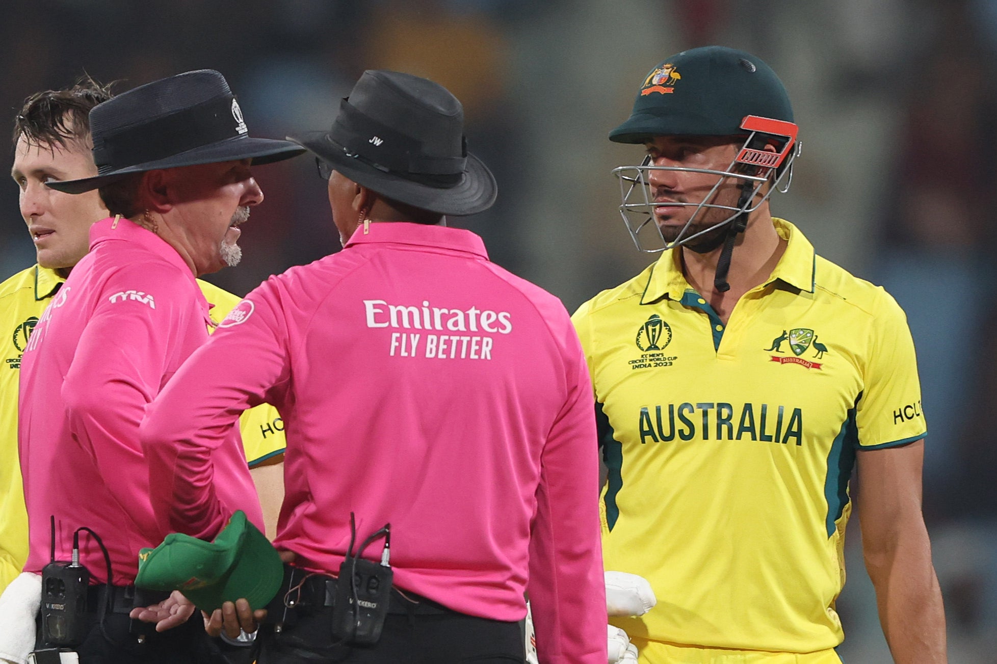 Australia's Marcus Stoinis did not want to leave the field after being given out controversially