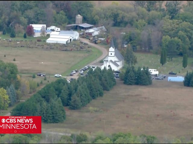 <p>Overhead view of the scene where five officers were shot in Minnesota</p>