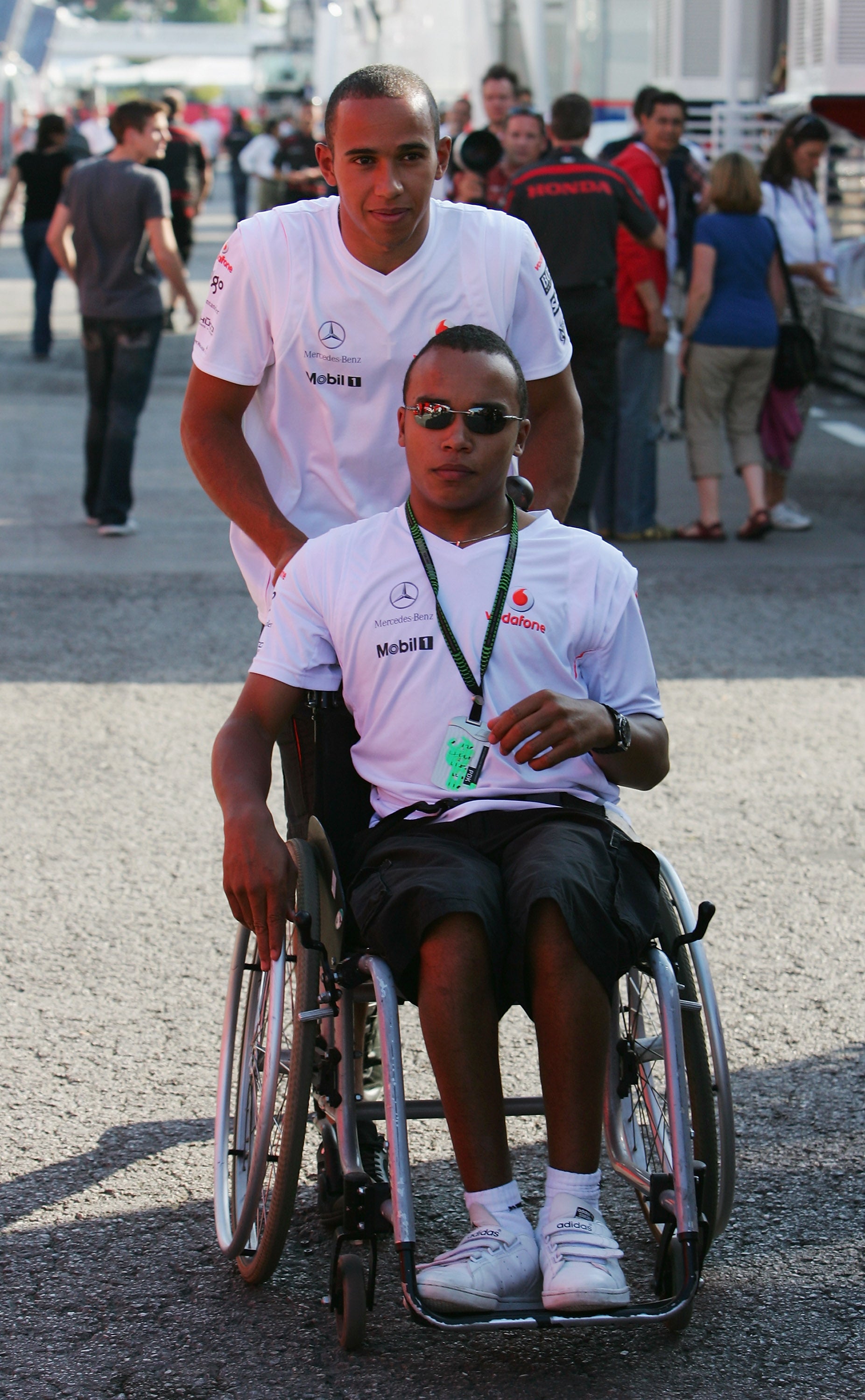 Nic was in a wheelchair when Lewis first raced in F1 – but he now doesn’t use a wheelchair at all