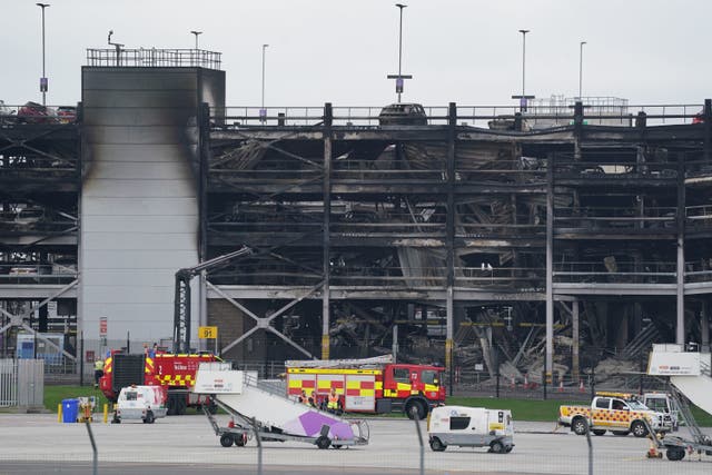 <p>Over 1,300 vehicles were damaged by the fire at a Luton Airport carpark  </p>