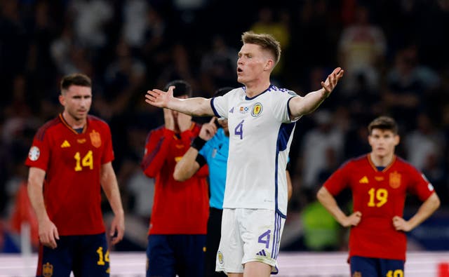 <p>McTominay appeals after his opening goal is ruled out  </p>