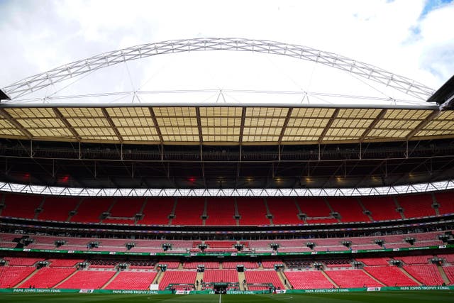 There have been calls for the Wembley arch to be lit in the colours of the Israel flag (PA)