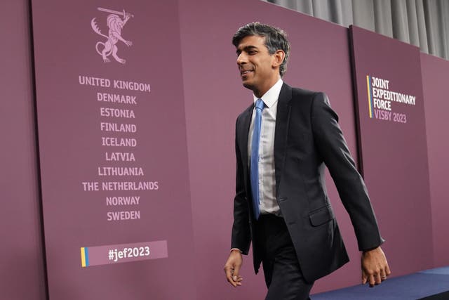 Prime Minister Rishi Sunak has addressed the Joint Expeditionary Force summit on the Baltic island of Gotland, Sweden (Stefan Rousseau/PA)