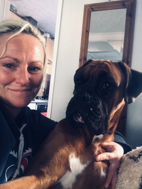 Rachael Millard with her dog Floyd who was with her at the time of the attack.
