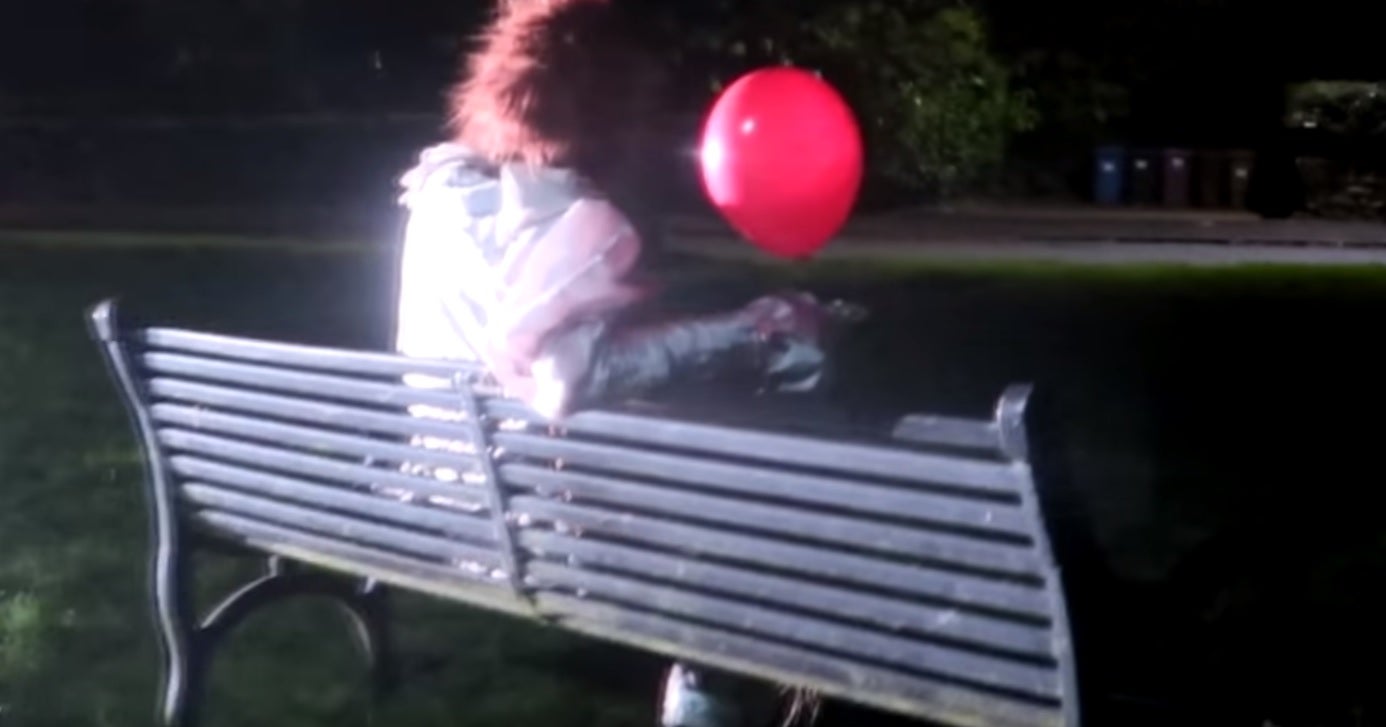 The clown, dressed in a Pennywise-style outfit complete with a mask and make-up, has reportedly been terrifying locals in Skelmorlie - a village of around 2,000 people in North Ayrshire
