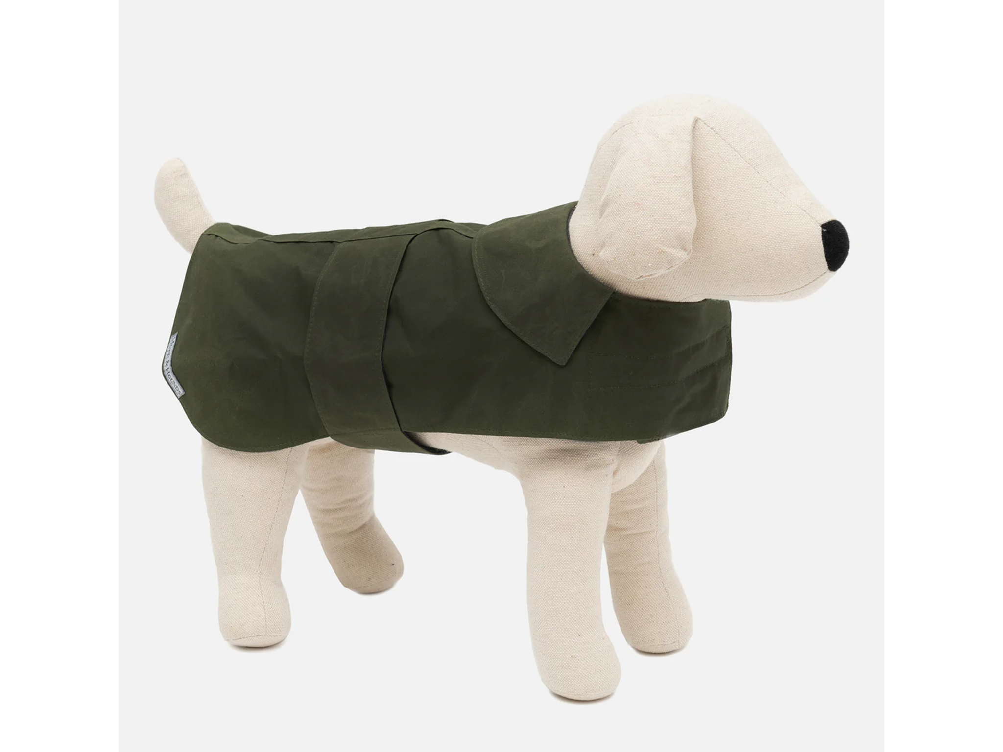 Mutts and Hounds olive waxed waterproof dog coat