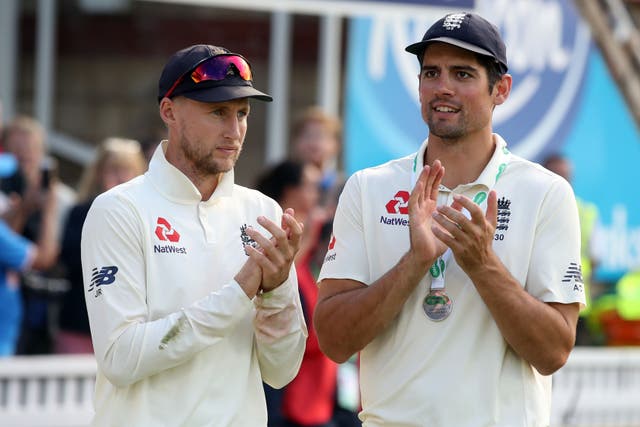 Sir Alastair Cook (right) has been labelled ‘the greatest’ by Joe Root following his retirement from cricket (Adam Davy/PA)