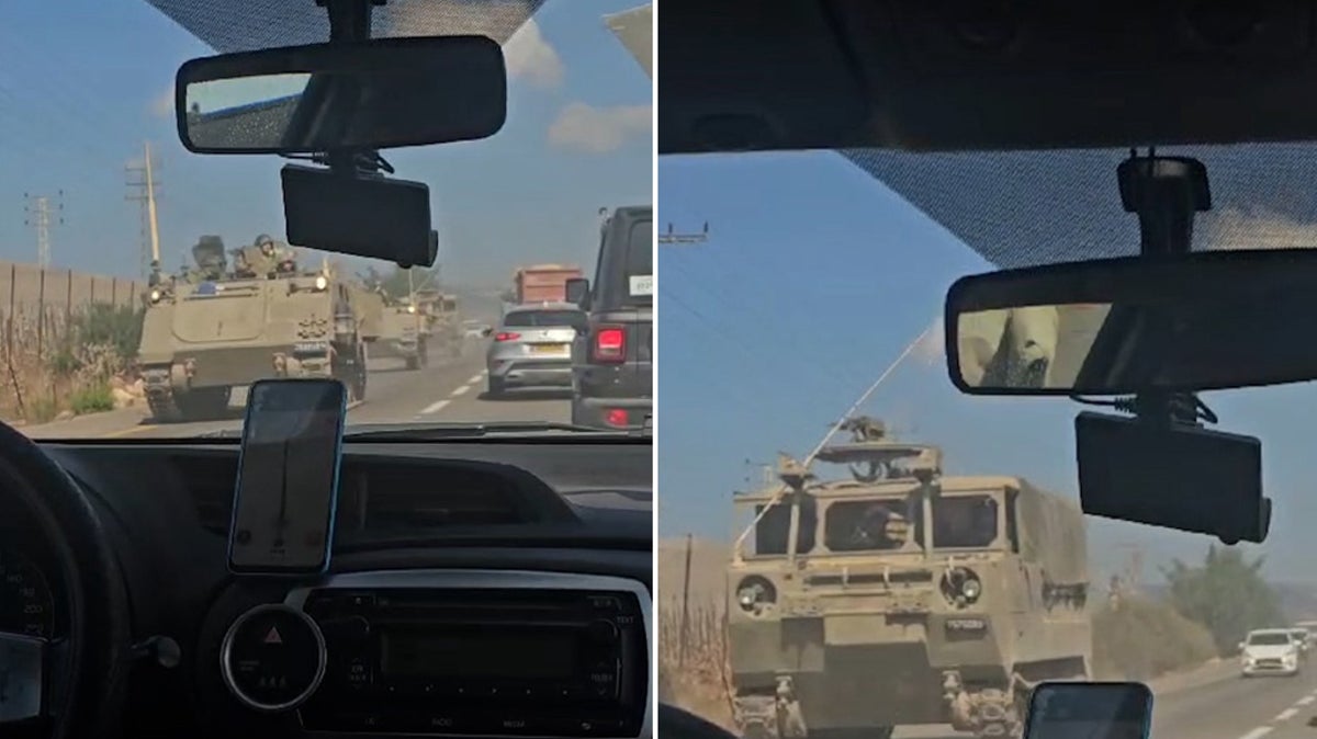 Column of tanks roll near Lebanon-Israel border