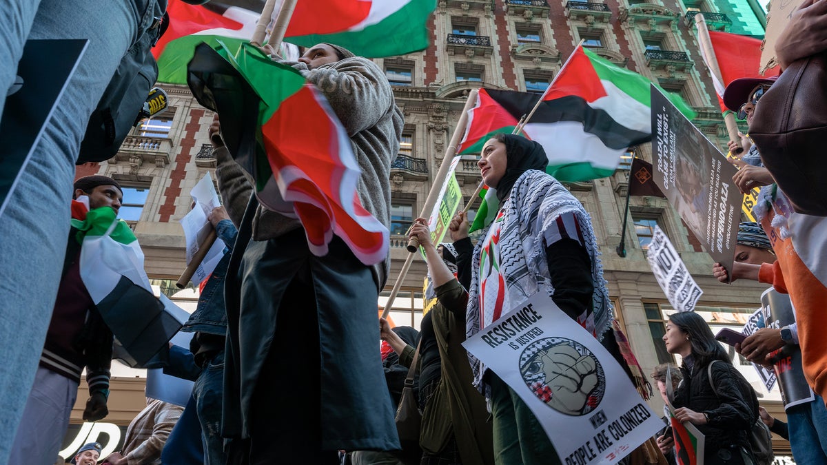 Hundreds protest in support of Palestine in New York’s Times Square