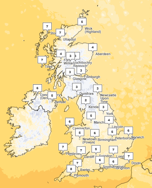 Britons can expect a sunny but chilly Sunday