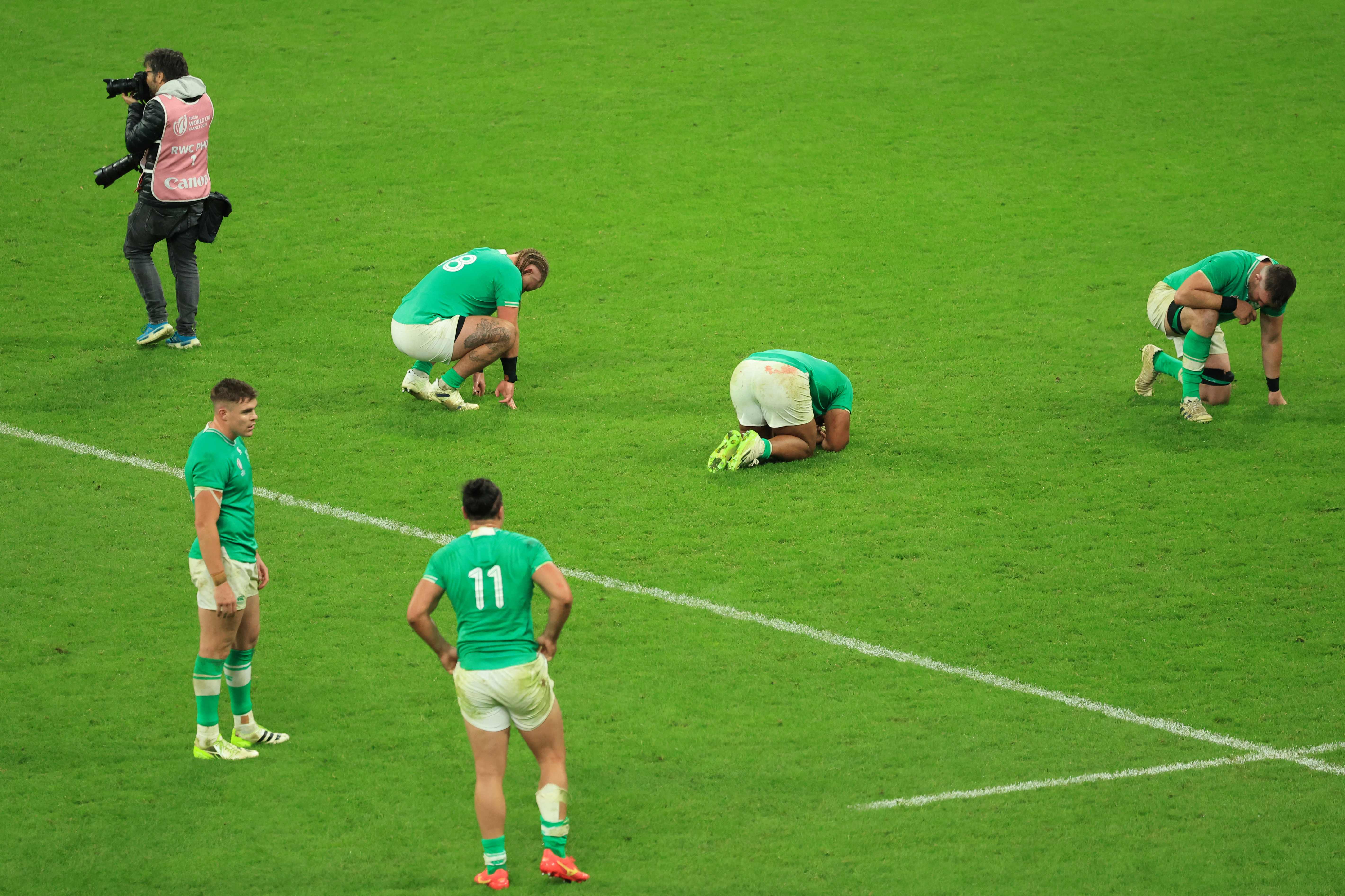 Ireland’s players react to the final whistle