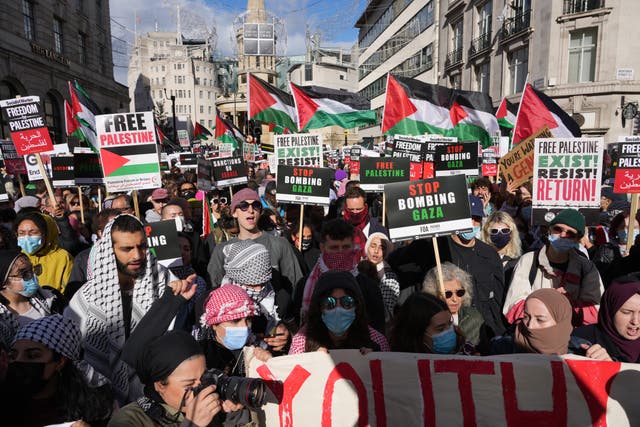 Tens of thousands of people took part in pro-Palestine demonstrations across the UK (Jeff Moore/PA)