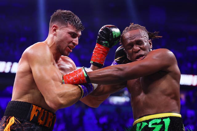 <p>Tommy Fury and KSI face off in a six-round bout at the AO Arena in Manchester </p>