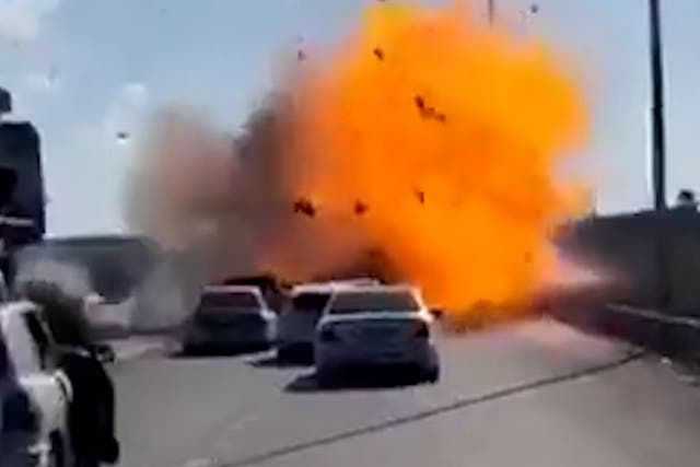 <p>Vehicle explodes as civilians attempt to evacuate Gaza City</p>