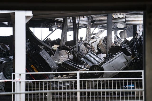 London Luton Airport has said it is ‘unlikely that any vehicles in the car park will be salvageable’ (Jordan Pettitt/PA)