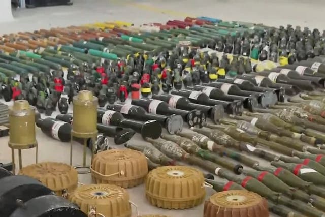 <p>IDF reveals huge arsenal of Hamas weapons found during Gaza raid</p>