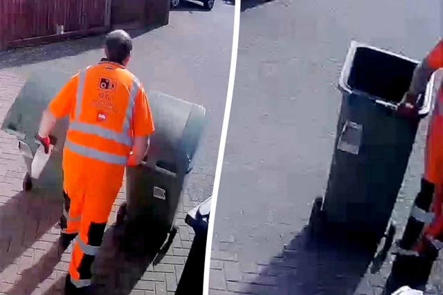 <p>CCTV footage showing bin men picking up an intact bin</p>