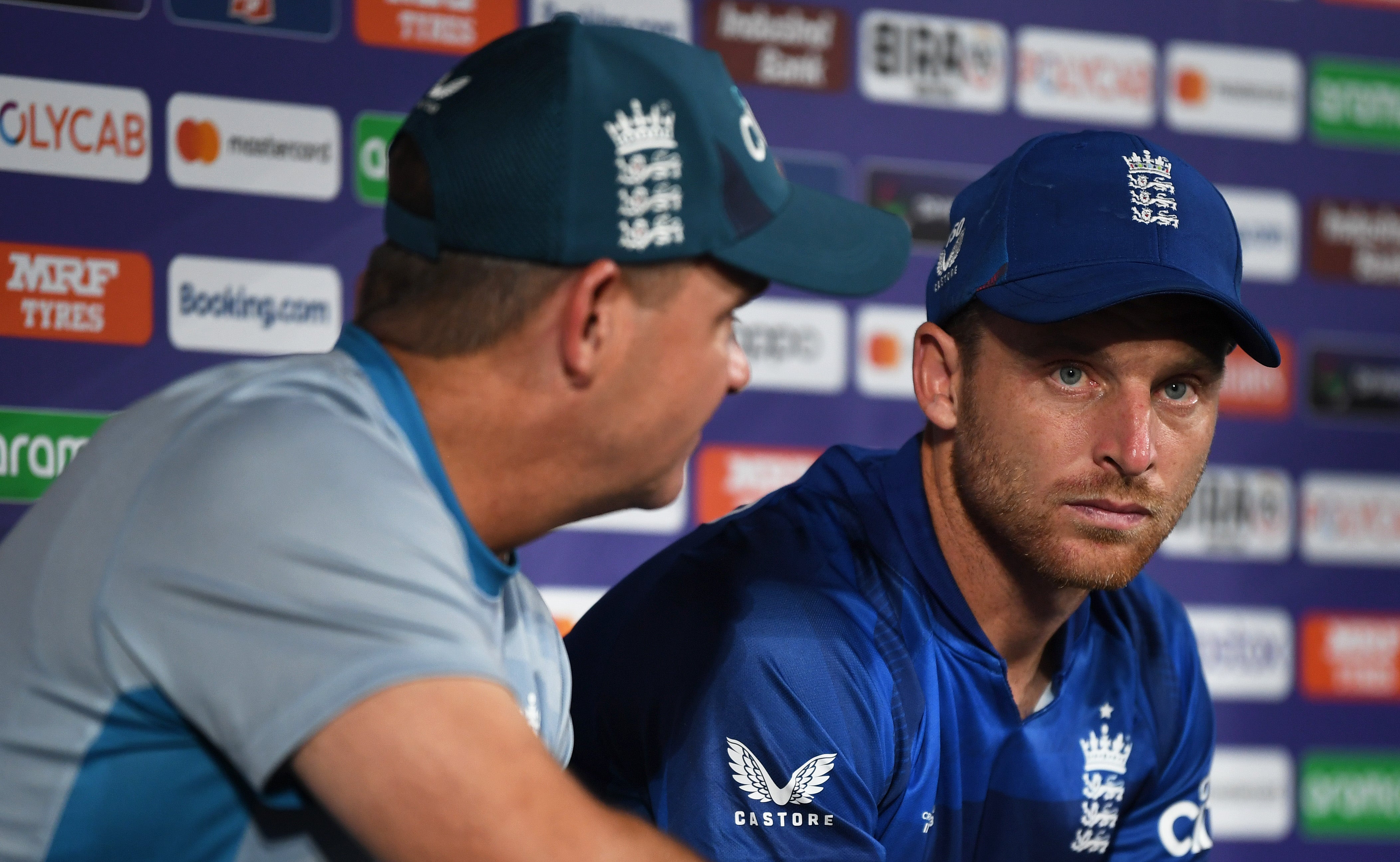 Jos Buttler during the post-match press meeting on Sunday