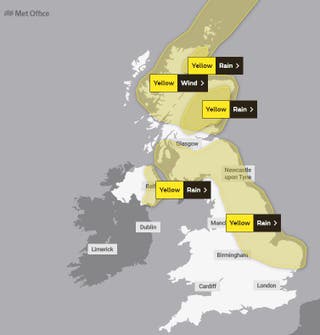 UK weather: Met Office issues yellow warnings for heavy rain and strong ...