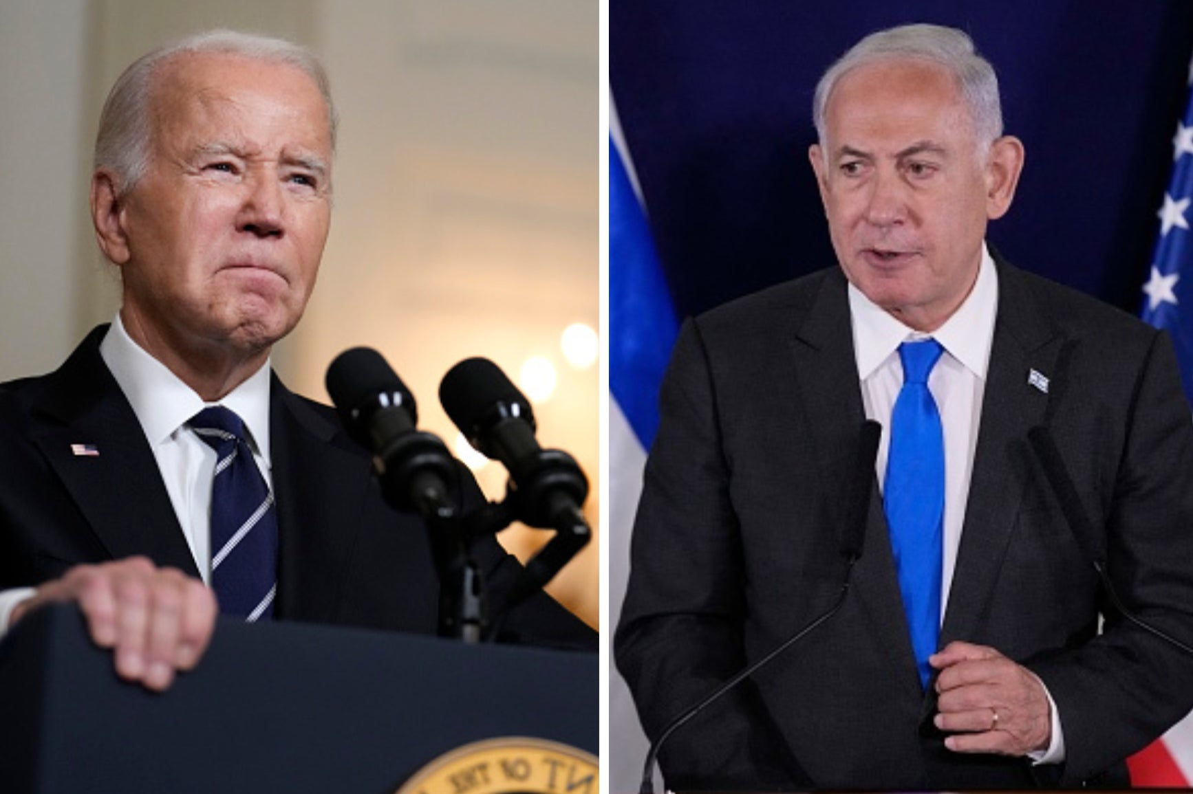 President Joe Biden (left) was invited to visit Israel by Prime Minister Benjamin Netanyahu (right)