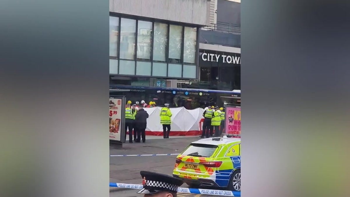 Horror bus crash in Manchester Piccadilly Gardens as vehicle ploughs into shop