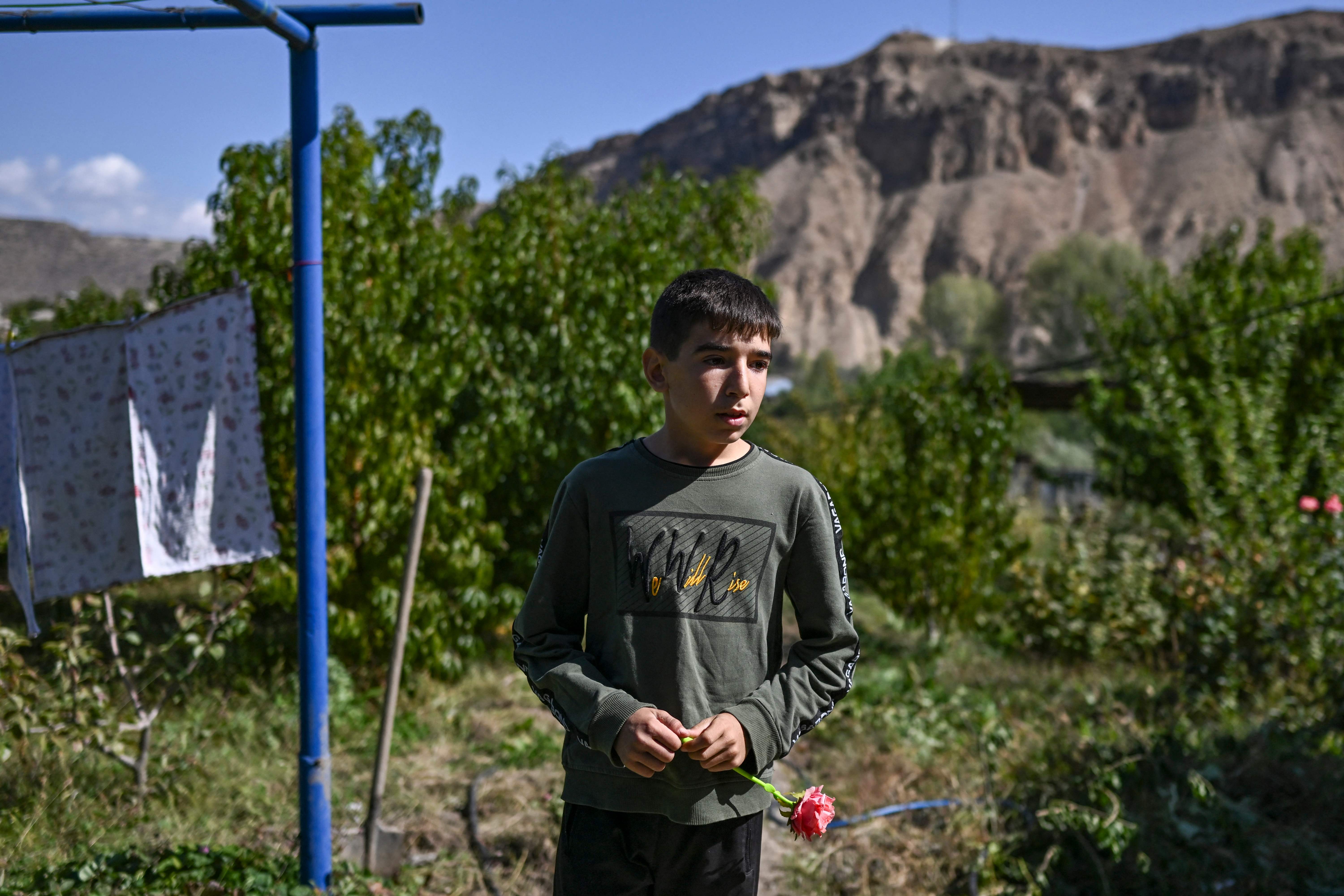 A young Armenian boy living close to the border with Nakhchivan, an Azerbaijani enclave that Baku could be tempted to link, by force, to its territory