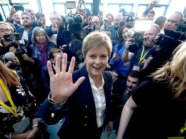 <p>Nicola Sturgeon arrives at the SNP annual conference in Aberdeen</p>