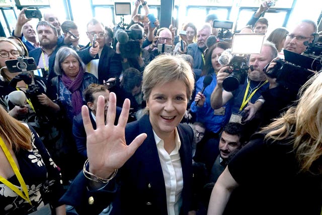<p>Nicola Sturgeon arrives at the SNP annual conference in Aberdeen</p>
