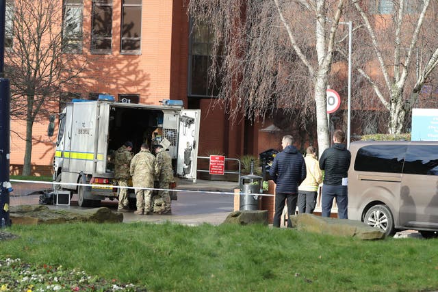A bomb disposal unit at St James’s Hospital, Leeds (Ben Lack/PA)