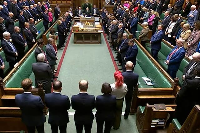 <p>MPs pay their respects to victims in Israel and Gaza in the Commons on Monday</p>