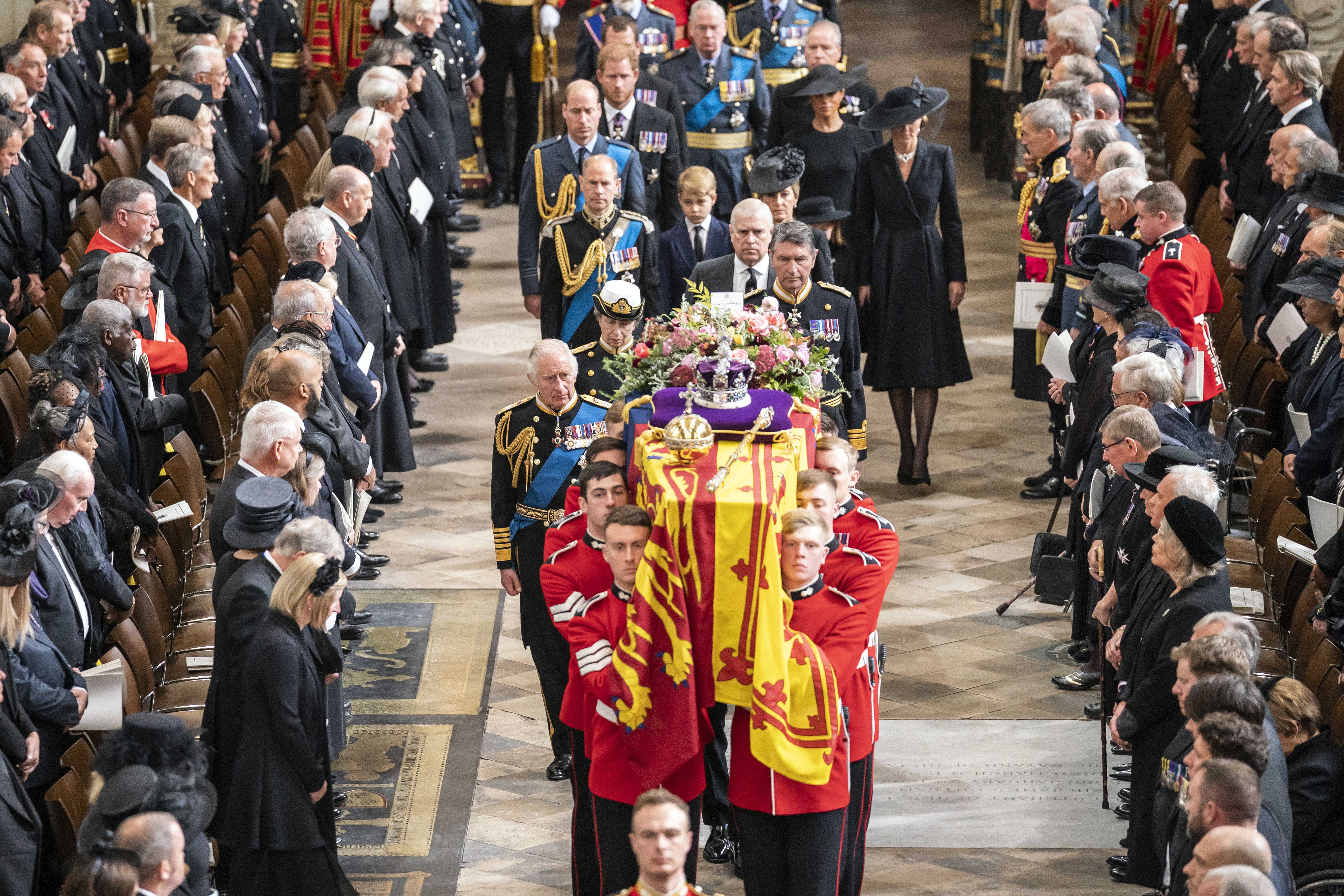 The royal family at Queen Elizabeth II’s state funeral (Danny Lawson/PA)