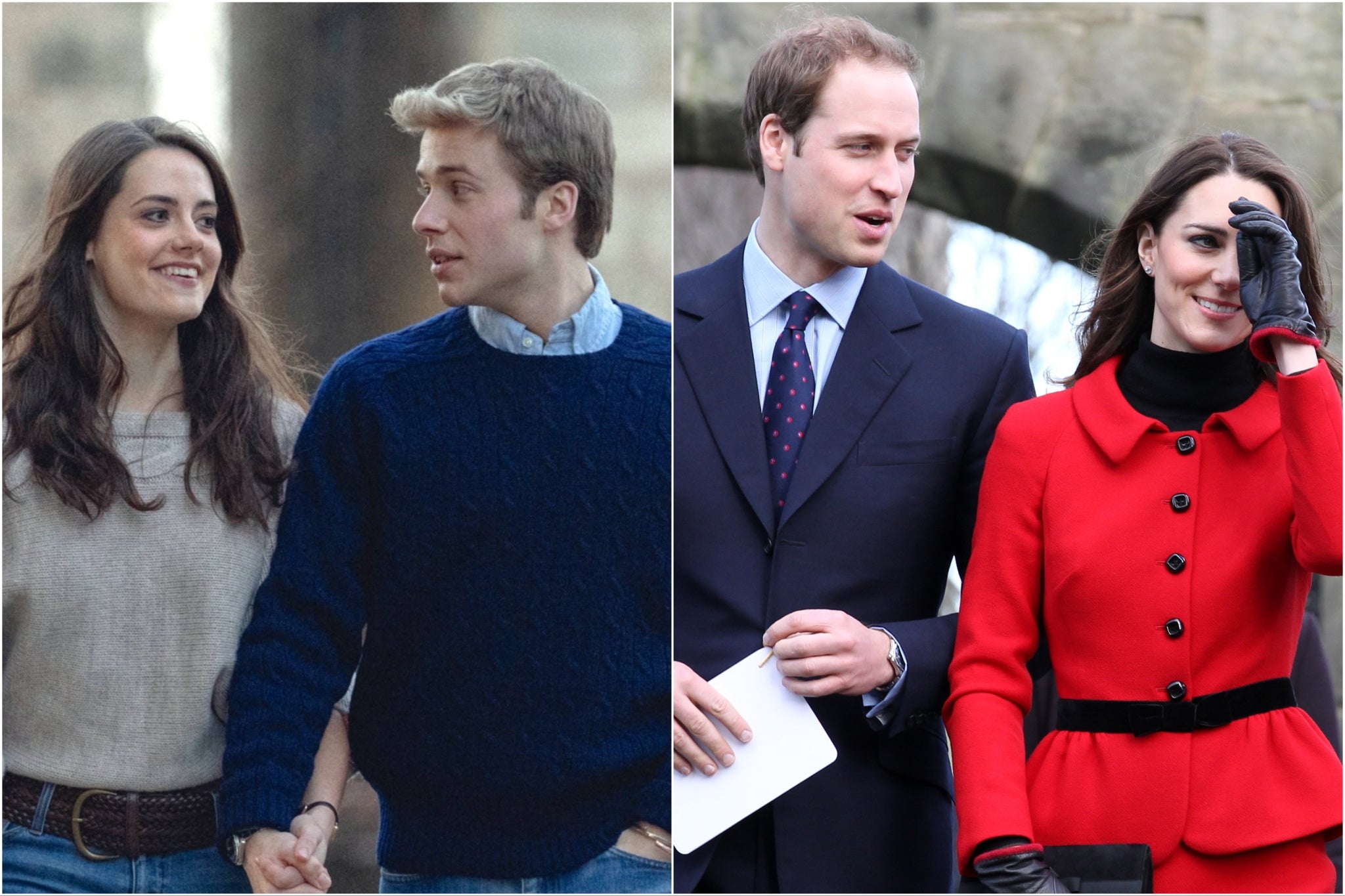 Ed McVey and Meg Bellamy (left) and Prince William and Kate Middleton