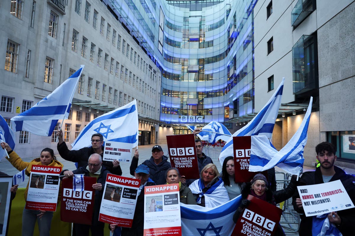 Protesters condemn BBC over stance on not labelling Hamas ‘terrorists’