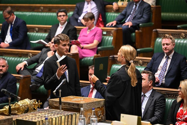 Newly elected MP for Selby and Ainsty, Keir Mather, swearing the oath of allegiance to the King (UK Parliament/Jessica Taylor)