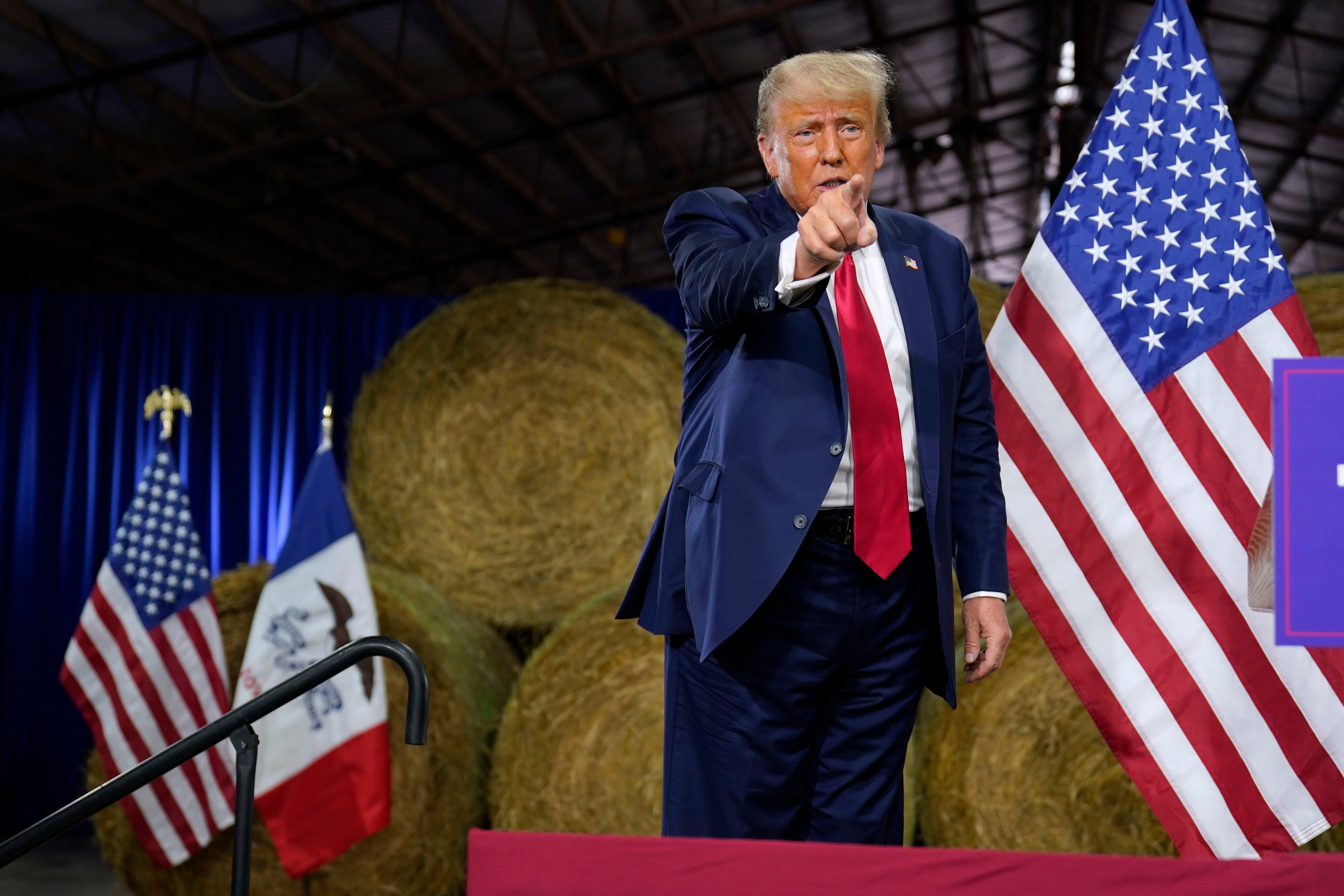 Trump speaking at a rally in Iowa on 16 October