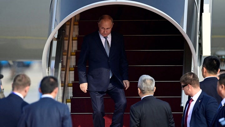 <p>Putin arrives in China on second foreign trip since March 2023.</p>