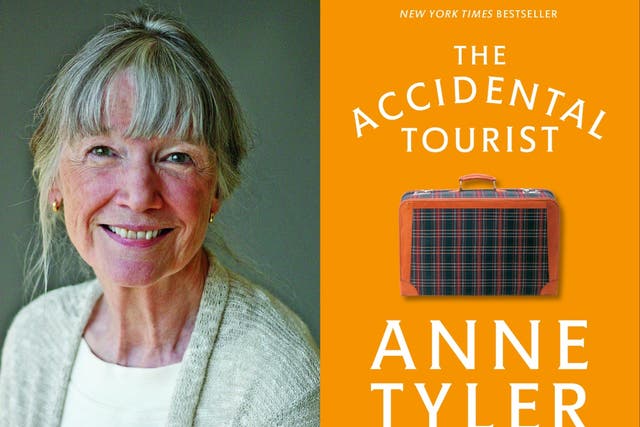 <p>Author Anne Tyler, left, and the front cover of her novel The Accidental Tourist, right</p>
