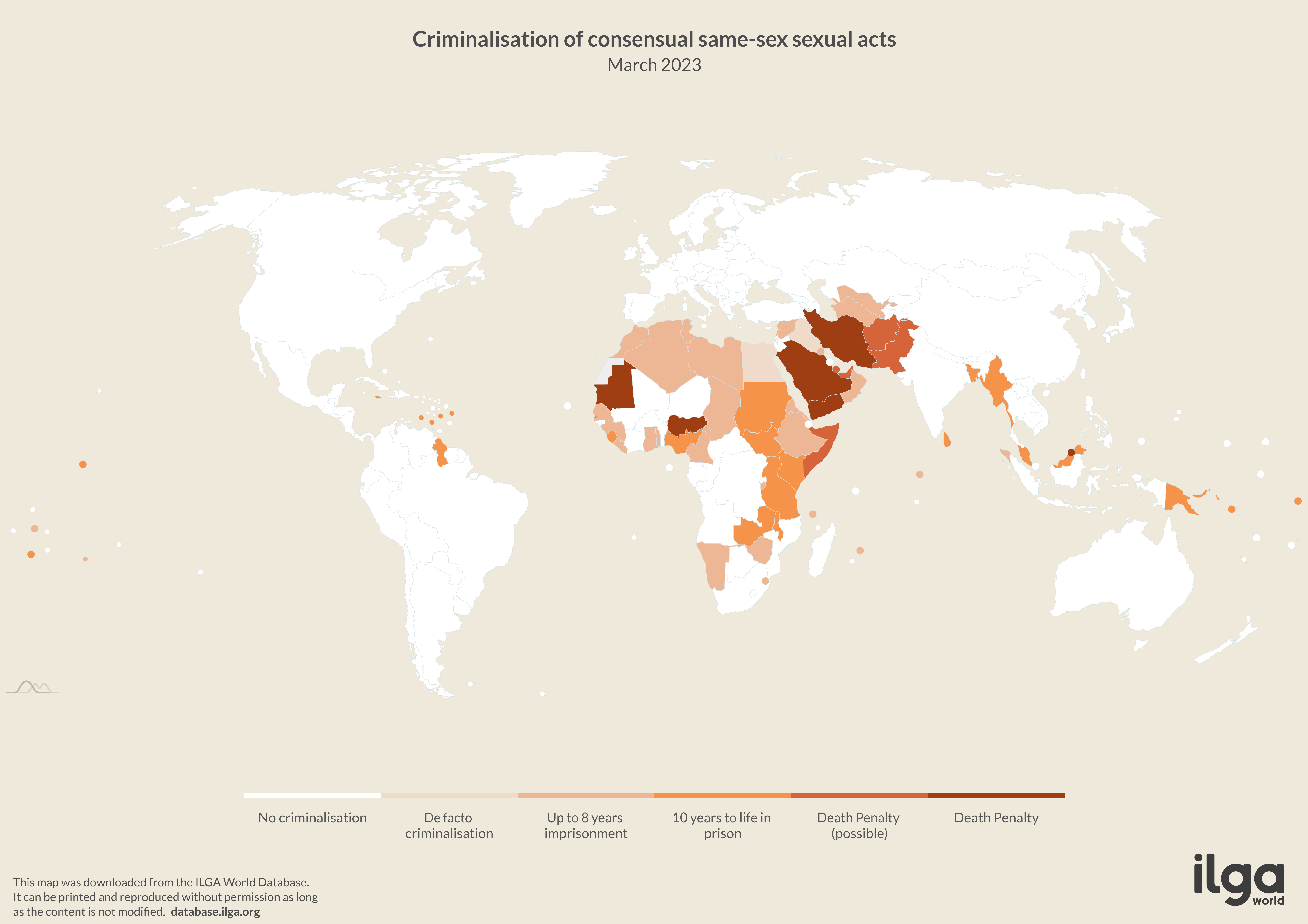 Maps showing criminalisation of same sex relations around the world