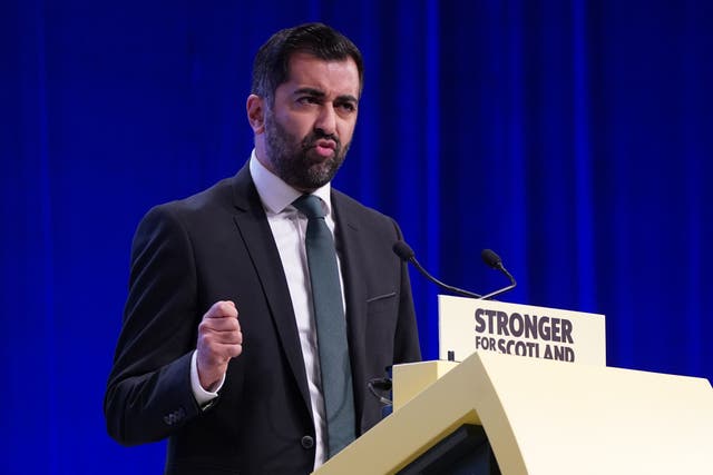 Humza Yousaf gave his first address to the party’s conference since taking over as leader on Tuesday (Andrew Milligan/PA)