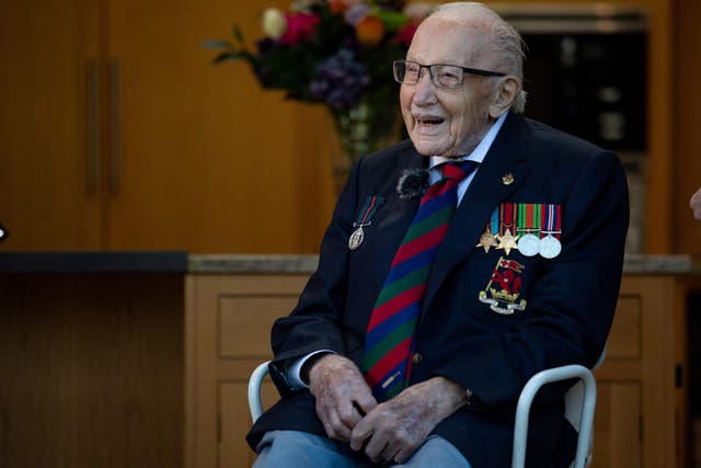 Captain Sir Tom Moore captured the nation’s hearts with his pandemic fundraising efforts (Jacob King/PA)